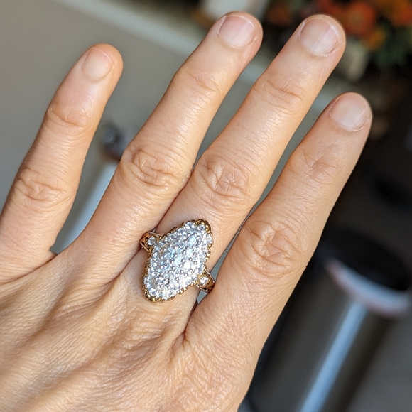 Lustro Stella Finest CZ Ring in Vermeil YG and Platinum Over Sterling Size 6 - Picture 5 of 15